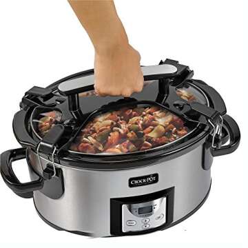Crock-Pot 6 Quart Oval Cook and Carry Kitchen Slow Cooker, Stainless Steel