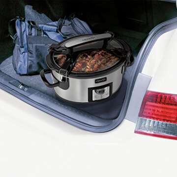 Crock-Pot 6 Quart Oval Cook and Carry Kitchen Slow Cooker, Stainless Steel