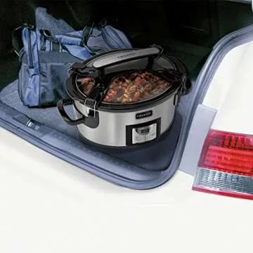 Crock-Pot 6 Quart Oval Cook and Carry Kitchen Slow Cooker, Stainless Steel