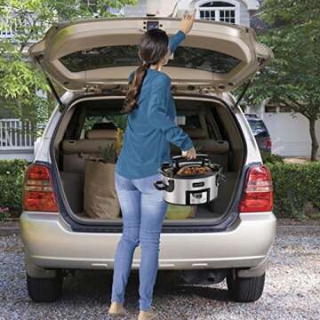 Crock-Pot 6 Quart Oval Cook and Carry Kitchen Slow Cooker, Stainless Steel