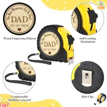 Sensi Blue Gifts for Dad, Dad Gifts from Son Daughter, Fathers Day Birthday Christmas Gifts for Dad, Tool Gifts Woodworker Gifts Carpenter Gifts, No One Measures Up to You, Engraved Tape Measure 25 FT