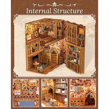 CUTEBEE Book Nook Kit - DIY Miniature House Dollhouse Kit for Adult and Teens, Booknook Bookshelf Decor Alley Model Build with LED Light, Gifts for Family and Friends