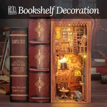 CUTEBEE Book Nook Kit - DIY Miniature House Dollhouse Kit for Adult and Teens, Booknook Bookshelf Decor Alley Model Build with LED Light, Gifts for Family and Friends