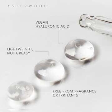 Asterwood Hyaluronic Acid Serum for Face - Plumping, Anti-Aging, Hydrating - Fragrance-Free - 2 Fl Oz