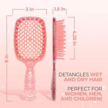 FHI Heat UNbrush Detangling Brush and UNwinder Detangling Spray Combo Pack - Tangle-Free Hair, Pain-Free Brushing, Anti-Static Bristles, Lightweight Hair Brush, Ruby Peach