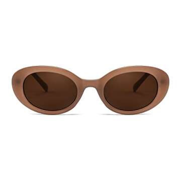 FEISEDY Sunglasses Womens, Retro Oval Cateye Sun Glasses Men, Small 90s Style B4128