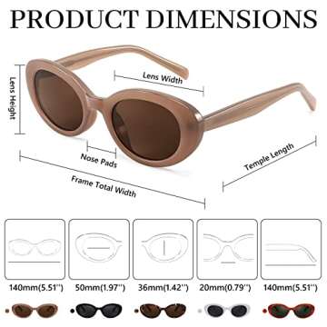 FEISEDY Sunglasses Womens, Retro Oval Cateye Sun Glasses Men, Small 90s Style B4128