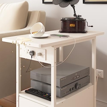 LIDYUK Charging End Table with Drawer for Small Spaces