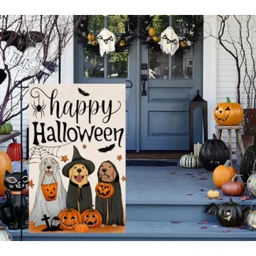 Halloween Dog Pumpkin Garden Flag - 12x18 Double Sided