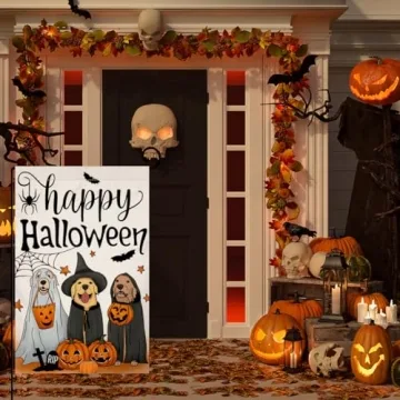 Halloween Dog Pumpkin Garden Flag - 12x18 Double Sided