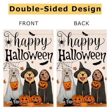Halloween Dog Pumpkin Garden Flag - 12x18 Double Sided