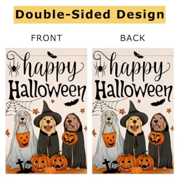 Halloween Dog Pumpkin Garden Flag - 12x18 Double Sided