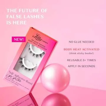 Lilly Lashes 3D Self Adhesive Eyelashes, No Lash Glue Needed, Body Heat Activated Press on Lashes, R...