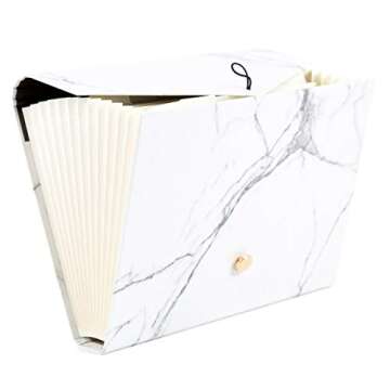 U Brands Fashion Expandable File Folder, Letter Size, 13 Pockets, Marble Print