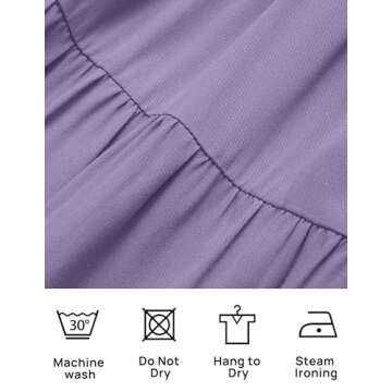 ZESICA Women's 2025 Summer Casual Flutter Short Sleeve Crew Neck Smocked Elastic Waist Tiered Midi Dress,Violet,X-Large