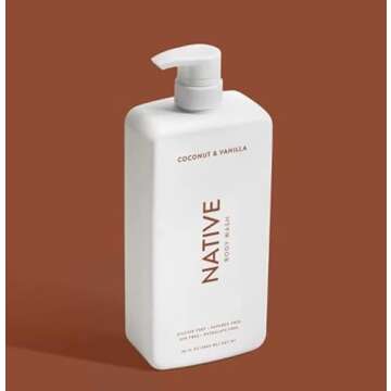 Native Body Wash for Women, Men | Sulfate Free, Paraben Dye with Naturally Derived Clean Ingredients, 36 oz bottle pump- 2 Pack (Coconut & Vanilla) 72.0 Fl Oz