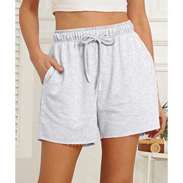 AUTOMET Womens Sweat Shorts Lounge Casual Comfy Shorts Athletic High Waisted Trendy Summer Baggy Drawstring Shorts with Pockets 2023 Fashion Clothes Grey