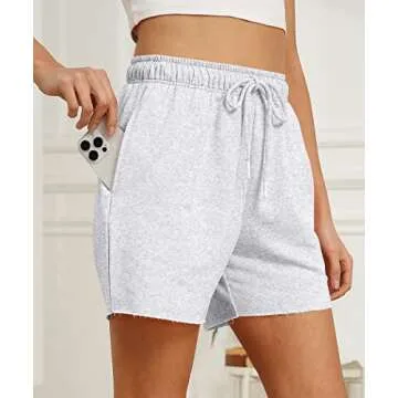 AUTOMET Womens Sweat Shorts Lounge Casual Comfy Shorts Athletic High Waisted Trendy Summer Baggy Drawstring Shorts with Pockets 2023 Fashion Clothes Grey