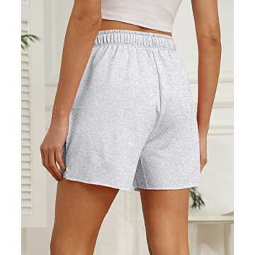 AUTOMET Womens Sweat Shorts Lounge Casual Comfy Shorts Athletic High Waisted Trendy Summer Baggy Drawstring Shorts with Pockets 2023 Fashion Clothes Grey