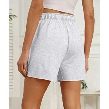 AUTOMET Womens Sweat Shorts Lounge Casual Comfy Shorts Athletic High Waisted Trendy Summer Baggy Drawstring Shorts with Pockets 2023 Fashion Clothes Grey