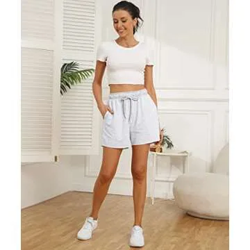 AUTOMET Womens Sweat Shorts Lounge Casual Comfy Shorts Athletic High Waisted Trendy Summer Baggy Drawstring Shorts with Pockets 2023 Fashion Clothes Grey