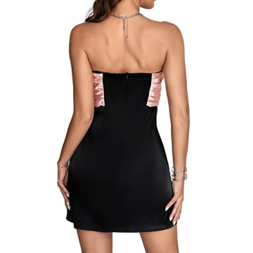 Rooscier Satin Tube Strapless Mini Dress for Parties