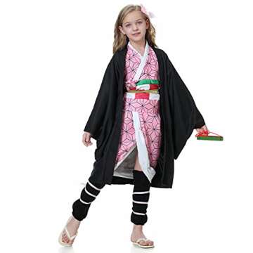 Cosplay Pink Costume Kimono Anime Cosplay Outfits Cape Festival Uniform for Kids Girls and Women