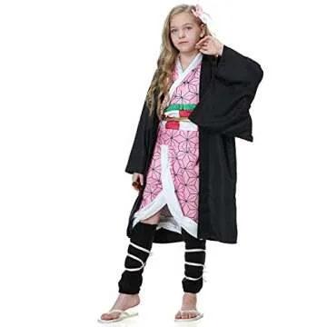 Cosplay Pink Costume Kimono Anime Cosplay Outfits Cape Festival Uniform for Kids Girls and Women