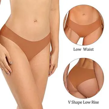 SHARICCA Women Seamless Cheeky Bikini No Show Panties Ladies Invisible Breathable Briefs Soft Stretc...
