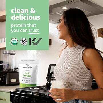Sprout Living Organic Pea Protein Powder, 20 Grams of Plant Based Organic Protein Powder Without Art...