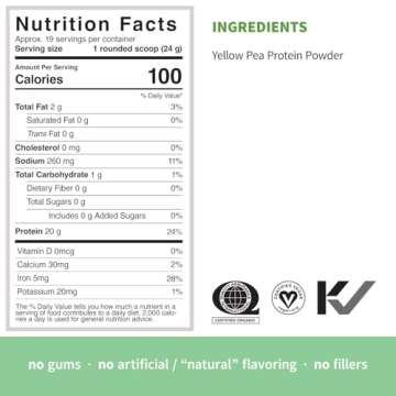 Sprout Living Organic Pea Protein Powder, 20 Grams of Plant Based Organic Protein Powder Without Artificial Sweeteners, Non Dairy, Non-GMO, Dairy Free, Vegan, Gluten Free, Keto Drink Mix (1 Pound)