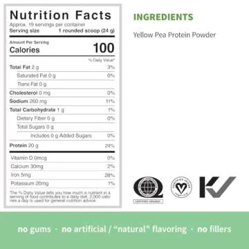 Sprout Living Organic Pea Protein Powder, 20 Grams of Plant Based Organic Protein Powder Without Artificial Sweeteners, Non Dairy, Non-GMO, Dairy Free, Vegan, Gluten Free, Keto Drink Mix (1 Pound)