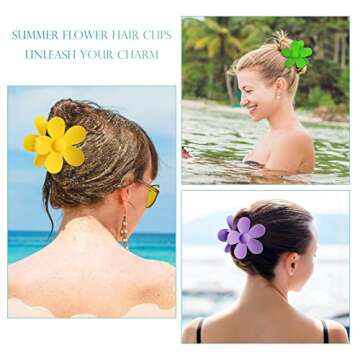 Tyfthui 12 Pieces Flower Hair Claw Clips, Large Daisy Matte Big Cute For Women Girls, Non Slip Strong Hold Clamps Barrettes Accessories for Thin or Thick Hair (color A)