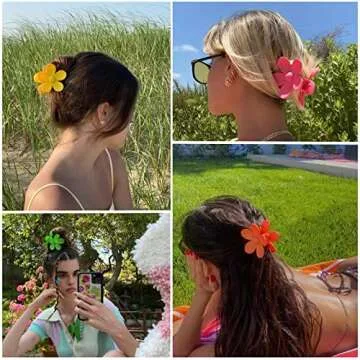 Tyfthui 12 Pieces Flower Hair Claw Clips, Large Daisy Matte Big Cute For Women Girls, Non Slip Strong Hold Clamps Barrettes Accessories for Thin or Thick Hair (color A)