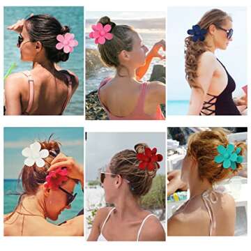 Tyfthui 12 Pieces Flower Hair Claw Clips, Large Daisy Matte Big Cute For Women Girls, Non Slip Strong Hold Clamps Barrettes Accessories for Thin or Thick Hair (color A)
