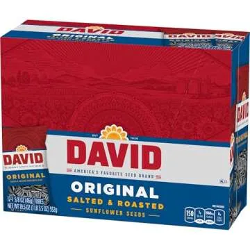 DAVID Roasted and Salted Original Sunflower Seeds, 1.625 oz, 12 Pack