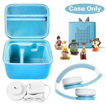 Case Comaptible with Toniebox Audio Player Starter Set and for Tonies Figures Characters. Toy Story Storage Organizer Carrying Holder for Headphones, Charging Station and Accessories (Box Only) -Blue