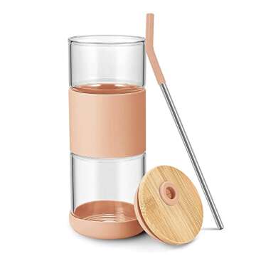 Tronco Eco-Friendly Glass Tumbler with Bamboo Lid & Straw - 18OZ