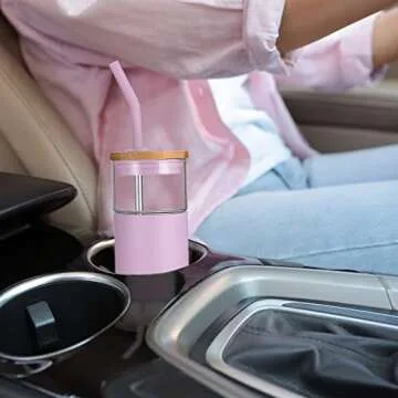 Tronco Eco-Friendly Glass Tumbler with Bamboo Lid & Straw - 18OZ