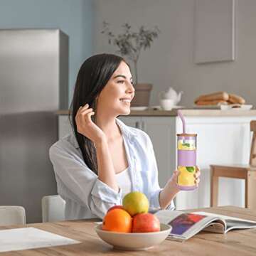 Tronco Eco-Friendly Glass Tumbler with Bamboo Lid & Straw - 18OZ