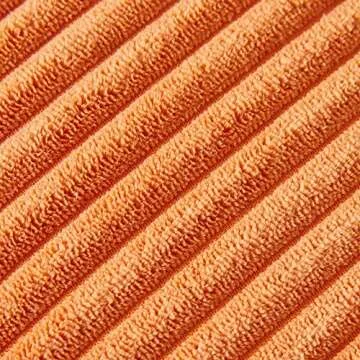 Fancy Homi Pack of 2 Corduroy Fall Decorative Throw Pillow Covers with Pom-poms, Solid Square Cushion Case Pillow Cases Set for Couch Sofa Bedroom Car Living Room (18x18 Inch/45x45 cm, Orange)