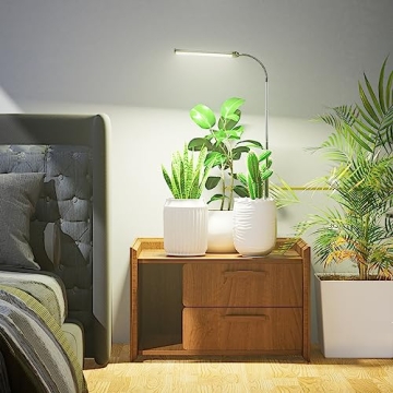 Juhefa LED Grow Light, 6000K Full Spectrum Gooseneck Plant Growing Lamp for Indoor Small Mini Plants, Auto On/Off Timer 4/8/12/18Hrs & 3 Colors Spectrum