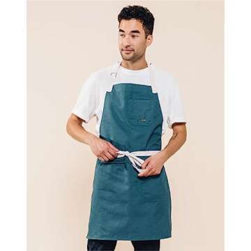 Caldo Daily Cotton Kitchen Apron for Cooking- Mens and Womens Professional Chef or Server Bib Apron ...