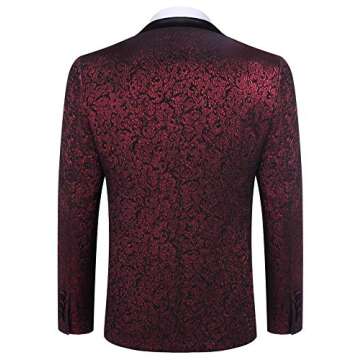 COOFANDY Mens Floral Tuxedo Jacket Embroidered Blazer Shawl Lapel Dress Suit Slim Fit for Christmas ...
