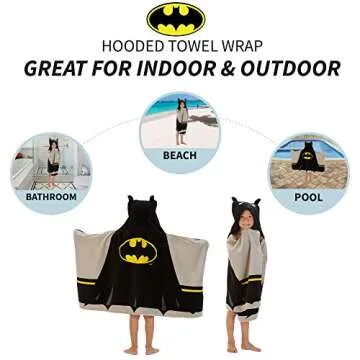 Batman Kids Hooded Towel Wrap For Bath Pool And Beach