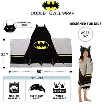 Batman Kids Hooded Towel Wrap For Bath Pool And Beach