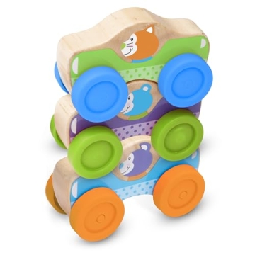 Melissa & Doug Wooden Animal Stacking Cars for Toddlers