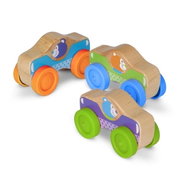 Melissa & Doug Wooden Animal Stacking Cars for Toddlers