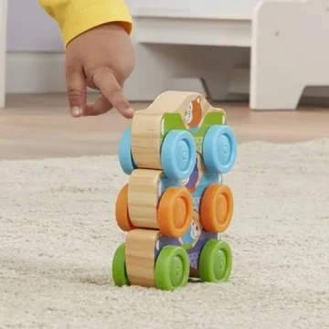 Melissa & Doug Wooden Animal Stacking Cars for Toddlers