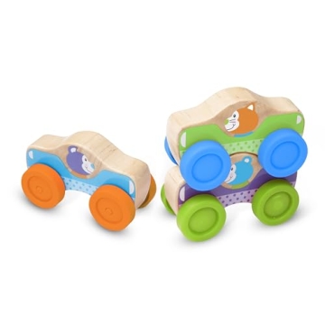 Melissa & Doug Wooden Animal Stacking Cars for Toddlers
